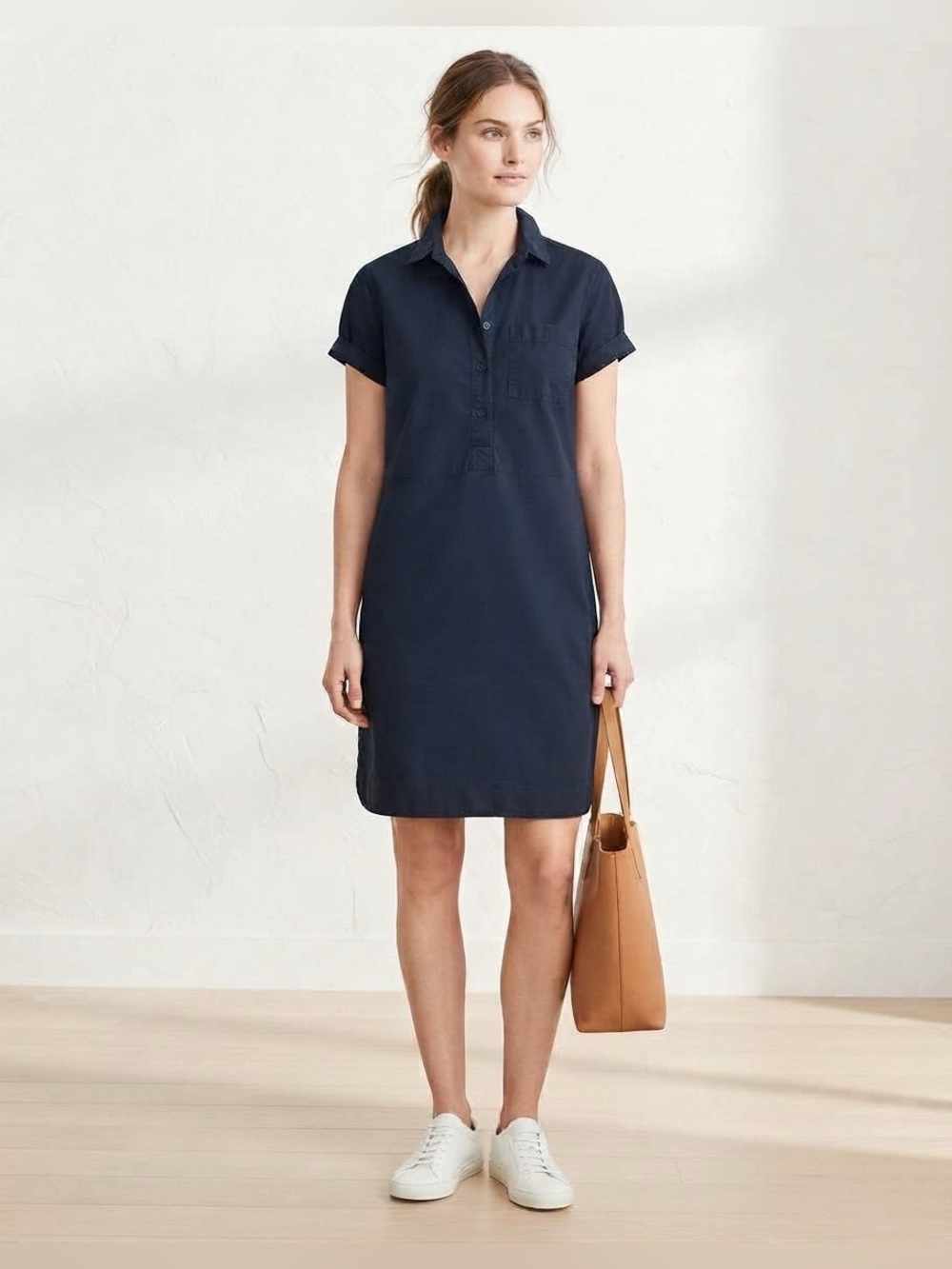 J. Crew Black 100% Cotton Poplin Shirt Dress